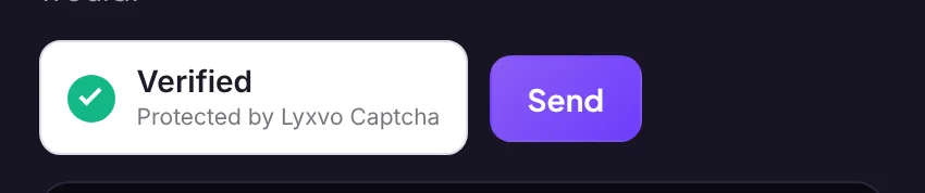 The captcha widget showing Verified